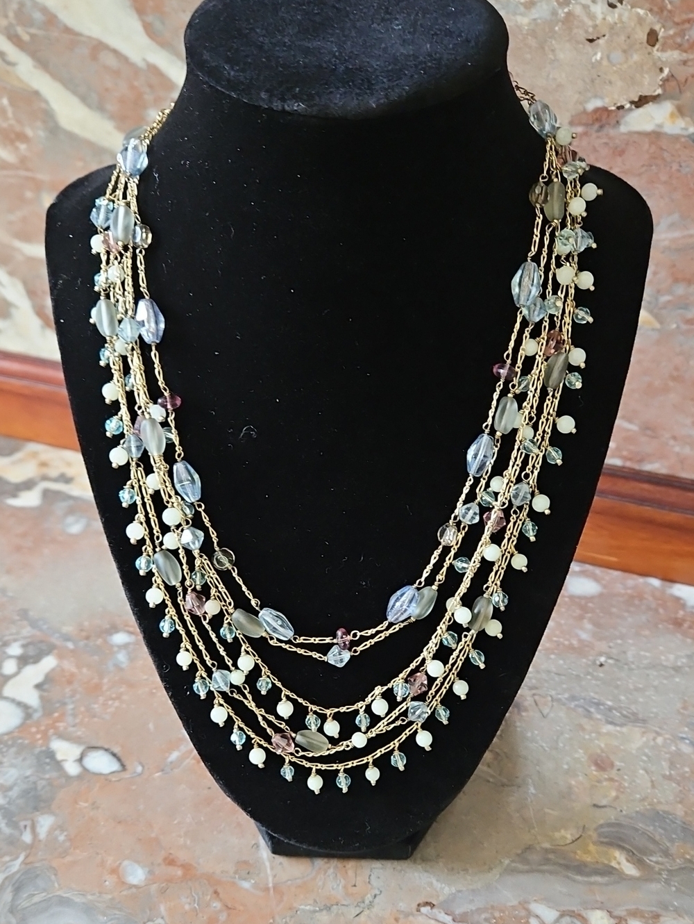Talbots Six Strand Tiered Beaded Necklace